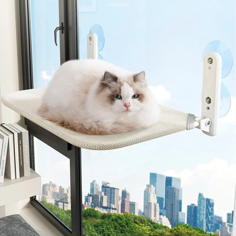 Foldable Cat Hammock for Windows Breathable Cloth Holds 25 lbs 4 Suction Cups