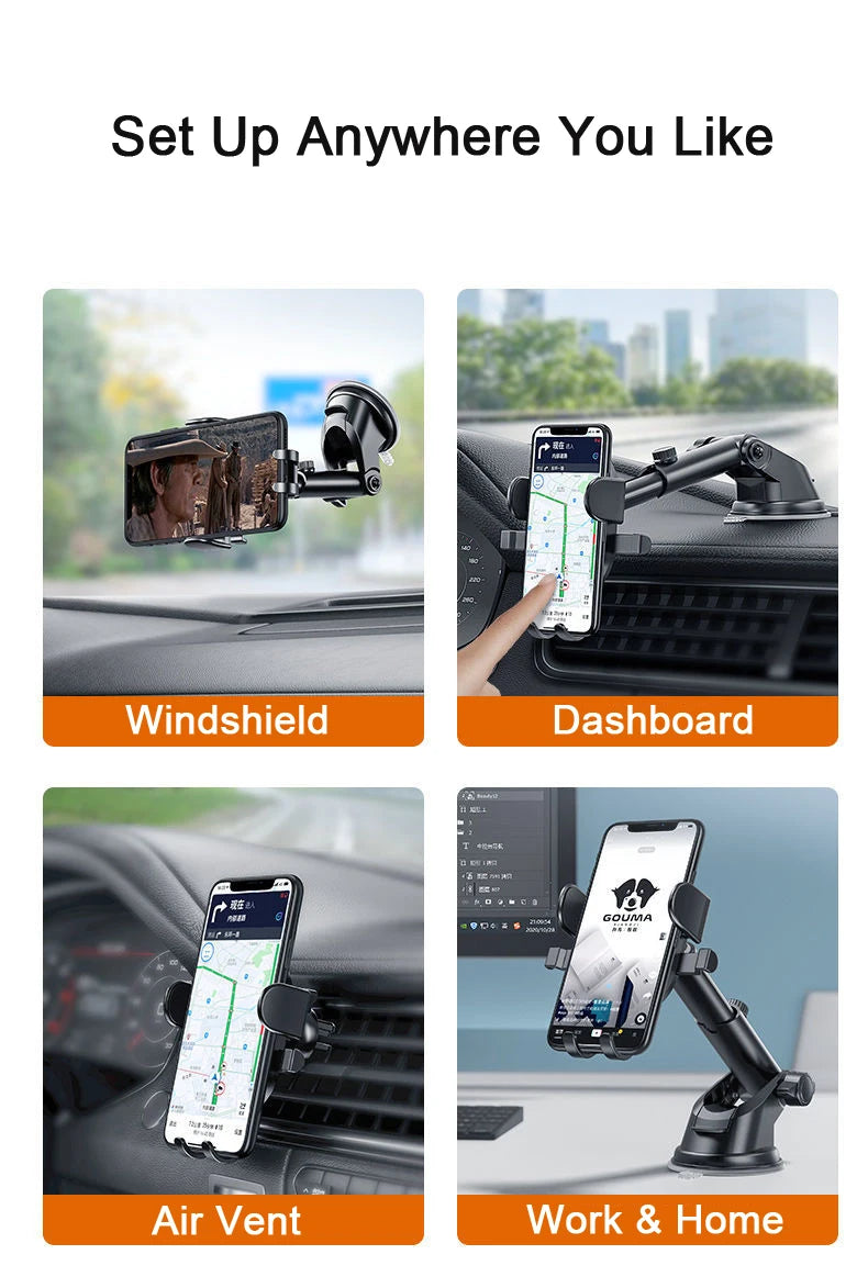 Universal Car Phone Holder 360° Windshield Car Dashboard Mobile Cell Support Bracket for 4.0-7 Inch Smartphones