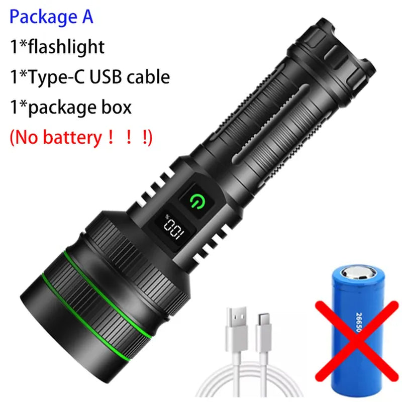 Super Long Range Tactical Torch High Power LED Flashlight USB Rechargeable Strong Light Waterproof