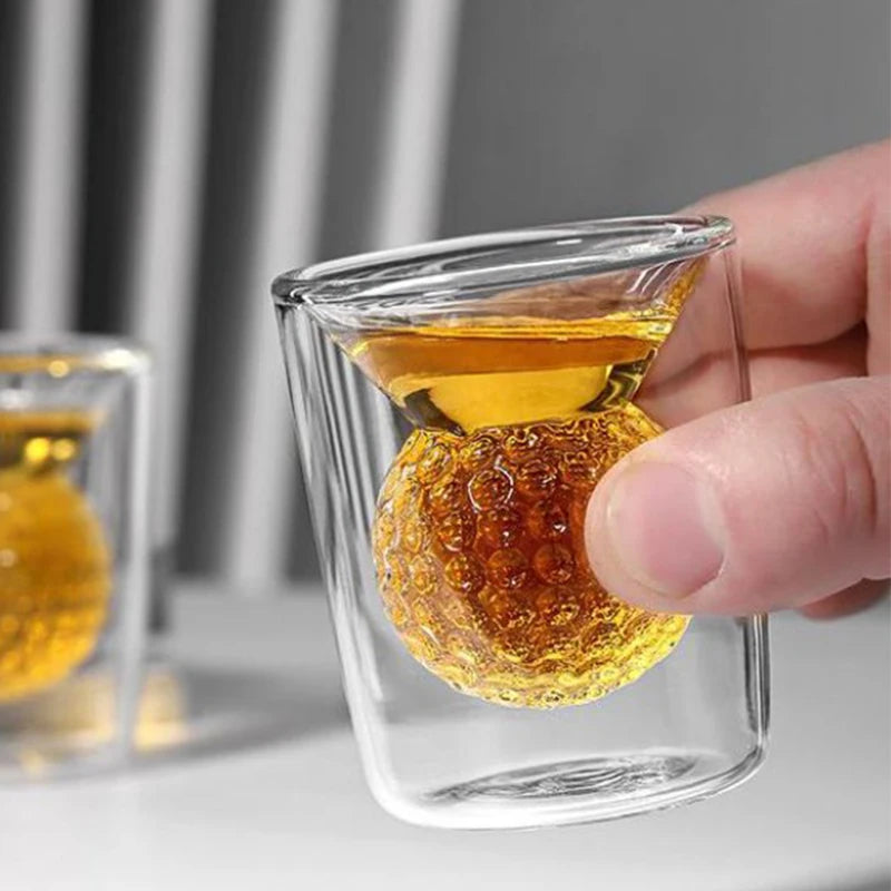 Golf Ball Shape Double Tumbler Shot Glasses Borosilicate Thickened Glass