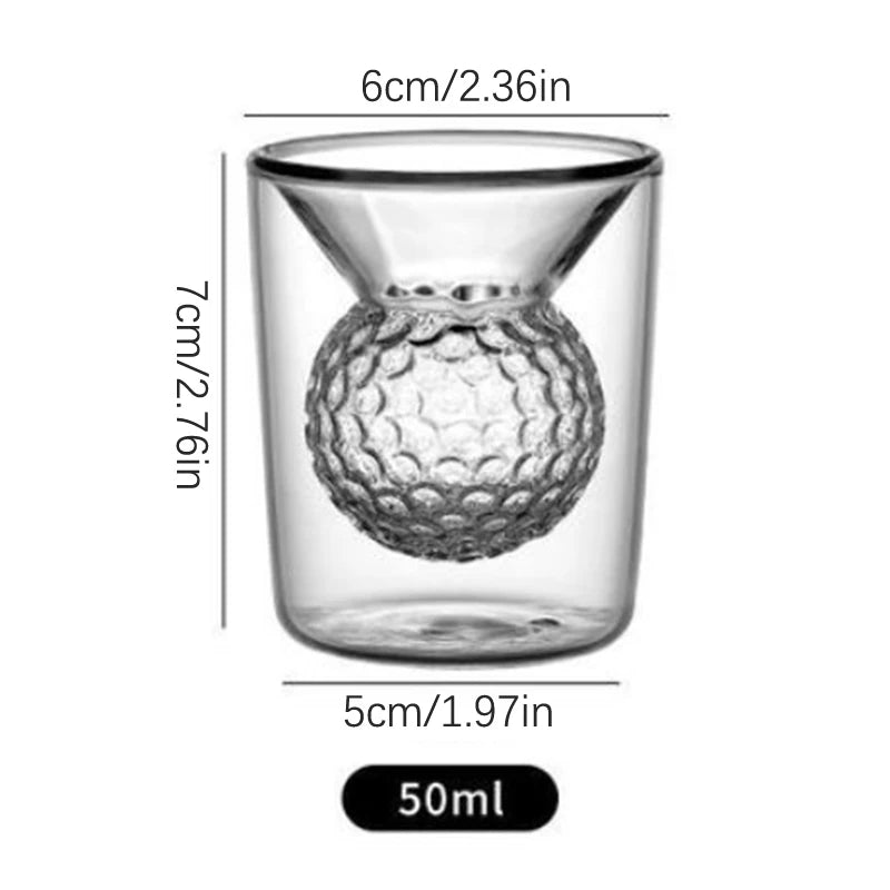 Golf Ball Shape Double Tumbler Shot Glasses Borosilicate Thickened Glass