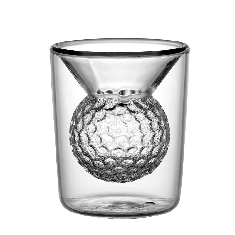 Golf Ball Shape Double Tumbler Shot Glasses Borosilicate Thickened Glass