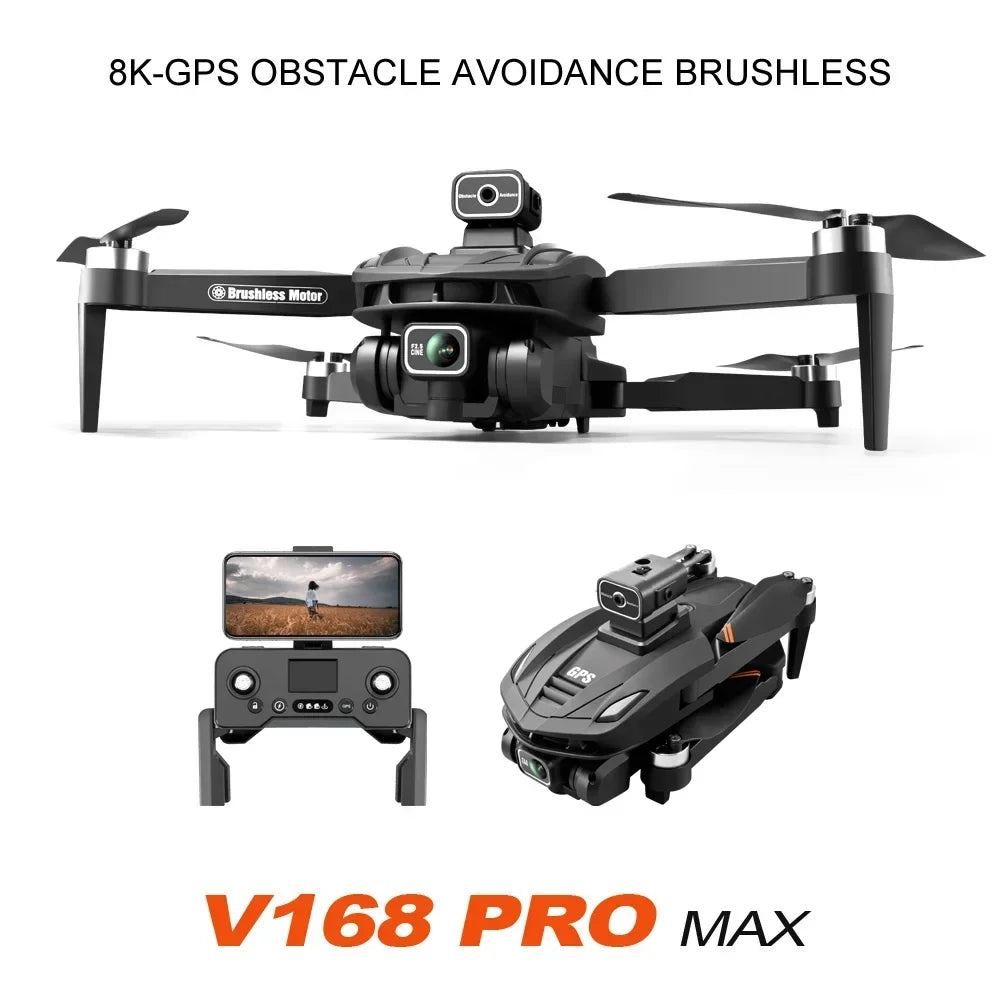  V168 Drone 8K 5G GPS Professional HD Aerial Photography Dual-Camera Omnidirectional Obstacle Avoidance Drone 