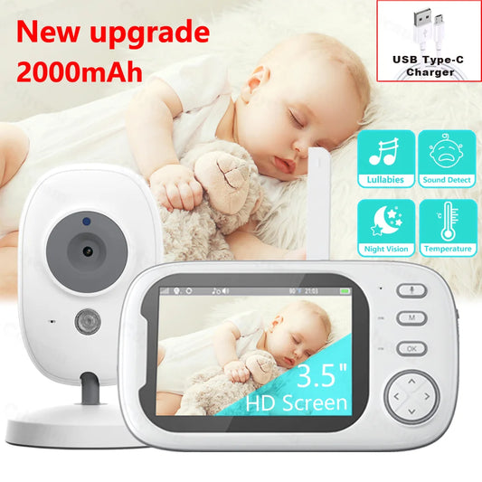 3.5 Inch Wireless Video Baby Monitor Night Vision Temperature Monitoring 2 Way Audio 