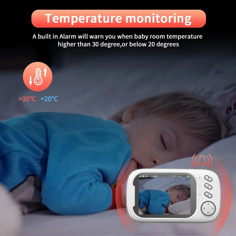 3.5 Inch Wireless Video Baby Monitor Night Vision Temperature Monitoring 2 Way Audio 