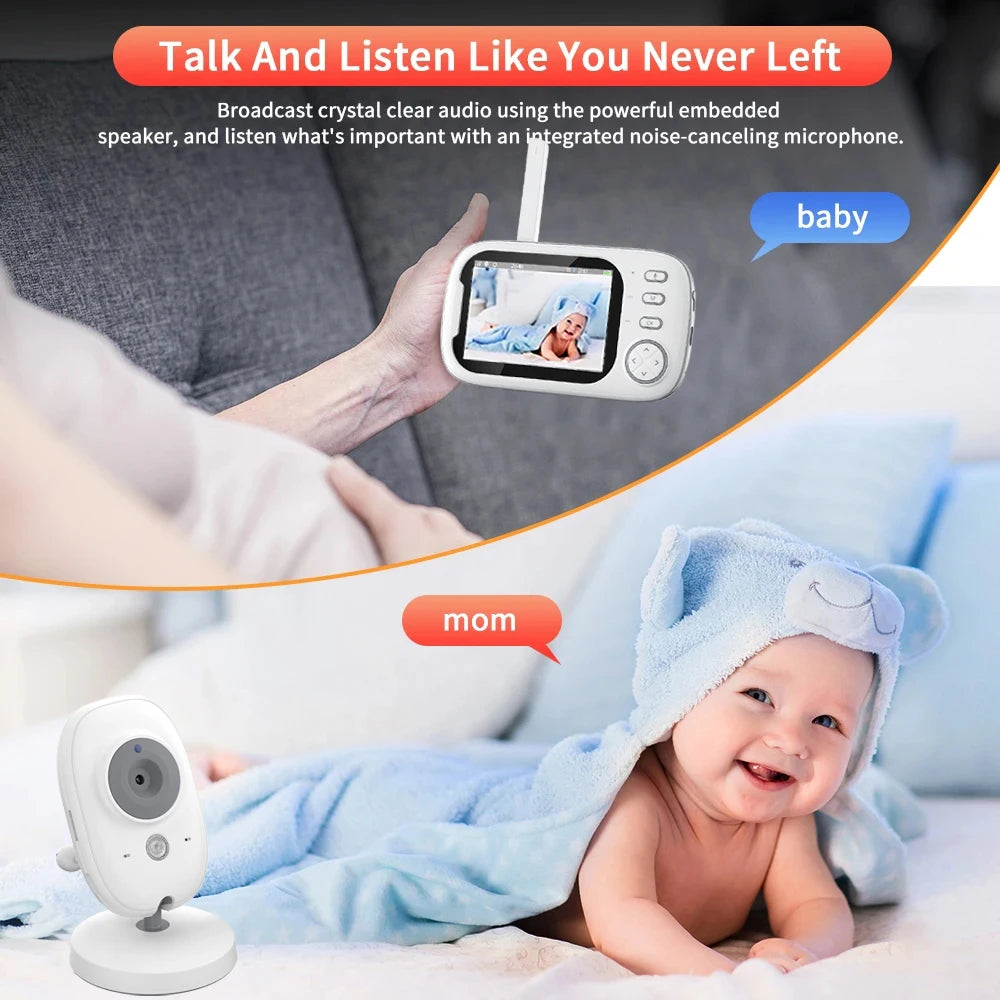 3.5 Inch Wireless Video Baby Monitor Night Vision Temperature Monitoring 2 Way Audio 