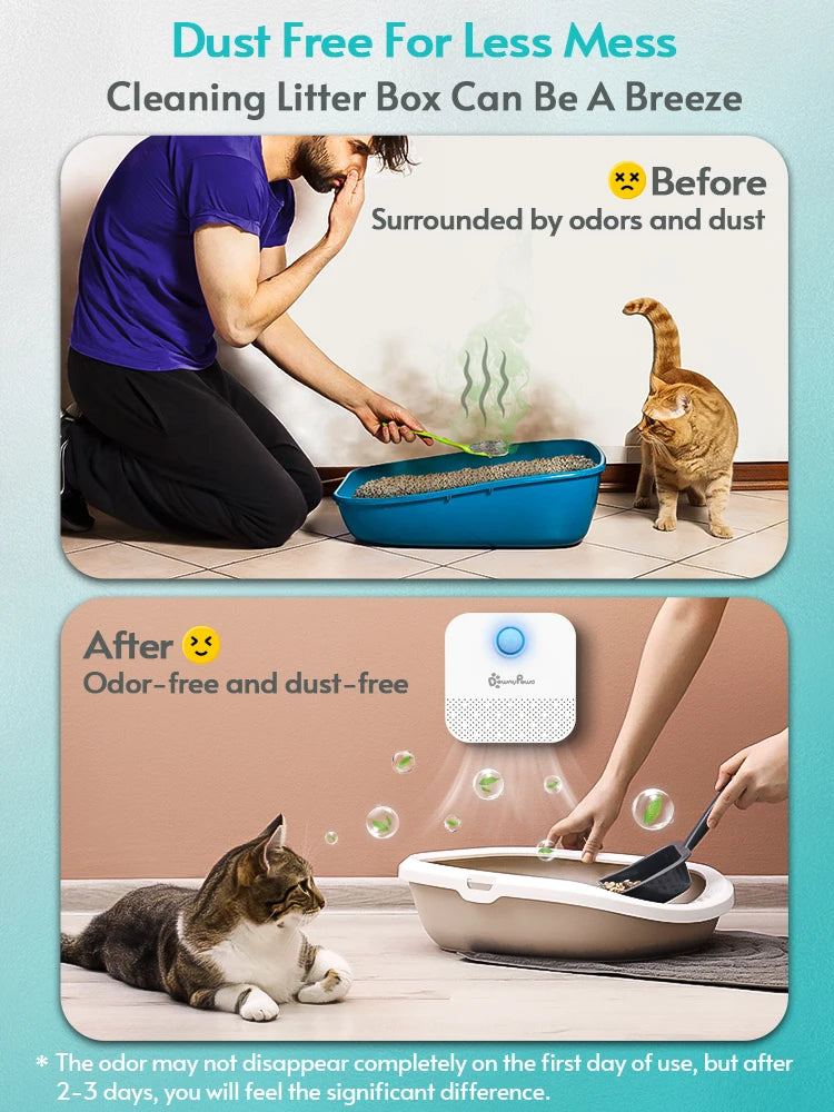 Downypaws 4000Mah Smart Cat/Dog Odor Purifier for Cat Litter Box or Dog Kennel 