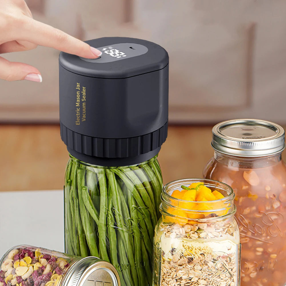 Electric Mason Jar Vacuum Sealer Kit Cordless Automatic for Food Storage and Fermentation with Mason Jar Lids