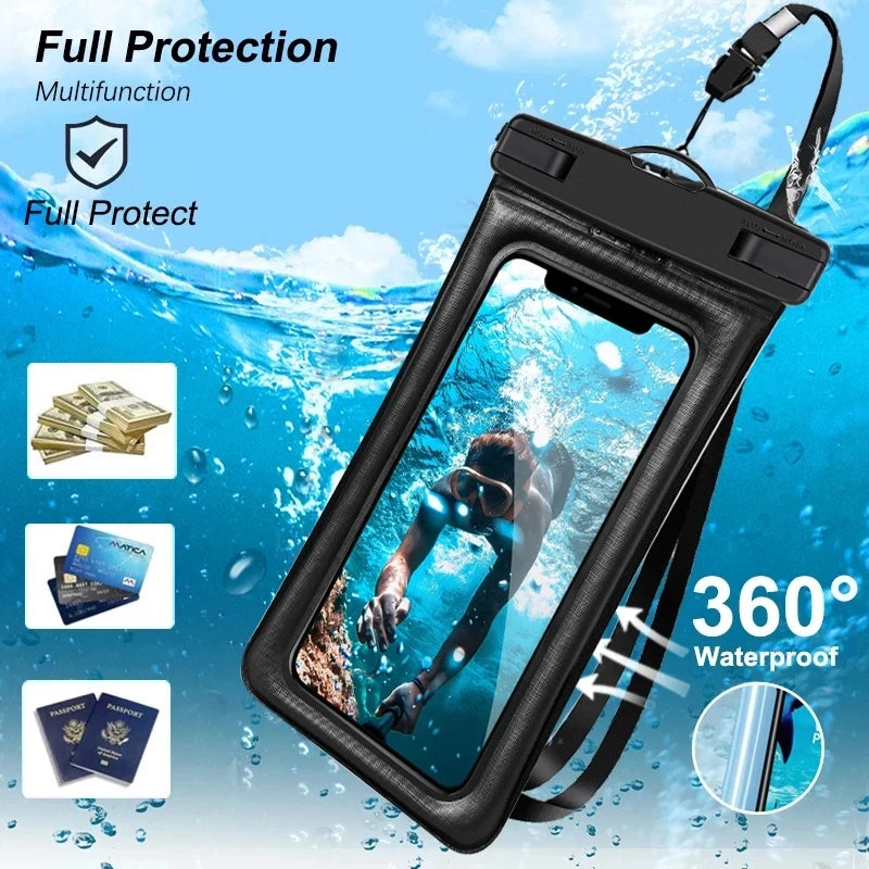 Floating Airbag Waterproof Swim Bag Phone Case for Iphone 11 12 13 14 15 Pro Max Samsung S23 S22 Xiaomi 13 Huawei P30 20 Lite Cover