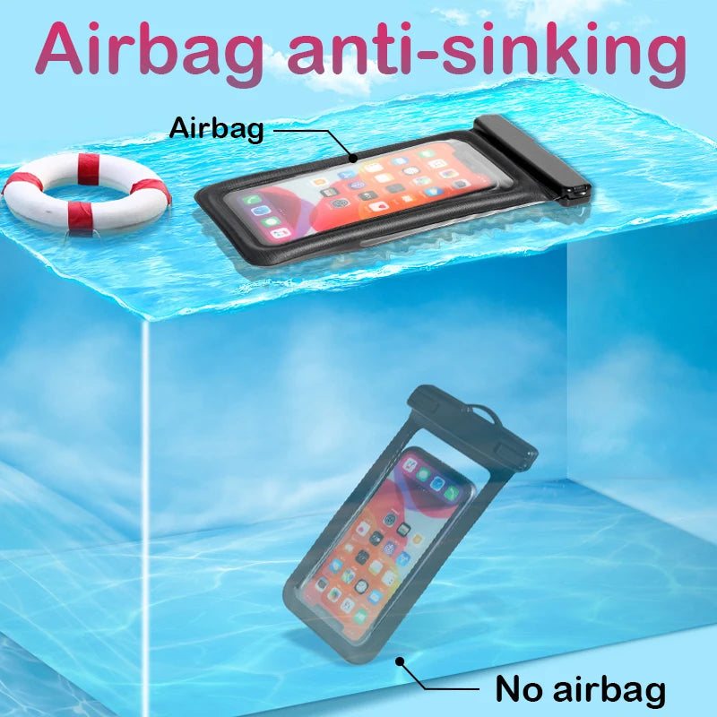 Floating Airbag Waterproof Swim Bag Phone Case for Iphone 11 12 13 14 15 Pro Max Samsung S23 S22 Xiaomi 13 Huawei P30 20 Lite Cover