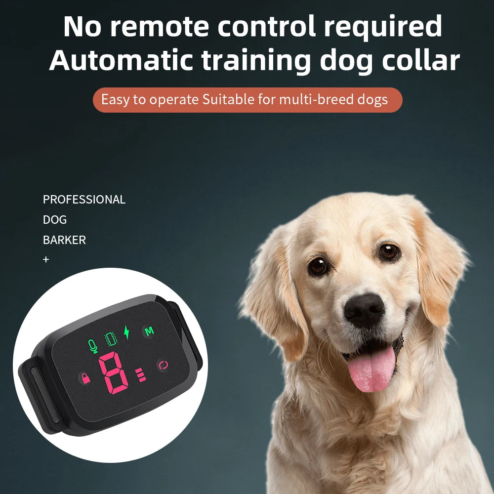 Smart Automatic Anti-Barking Dog Collar HD Digital Display IP67 Waterproof Collar for Dog Rechargeable Bark Stopper 