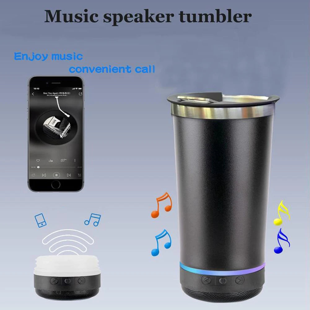 Stainless Tumbler with Built-In Bluetooth Speaker 