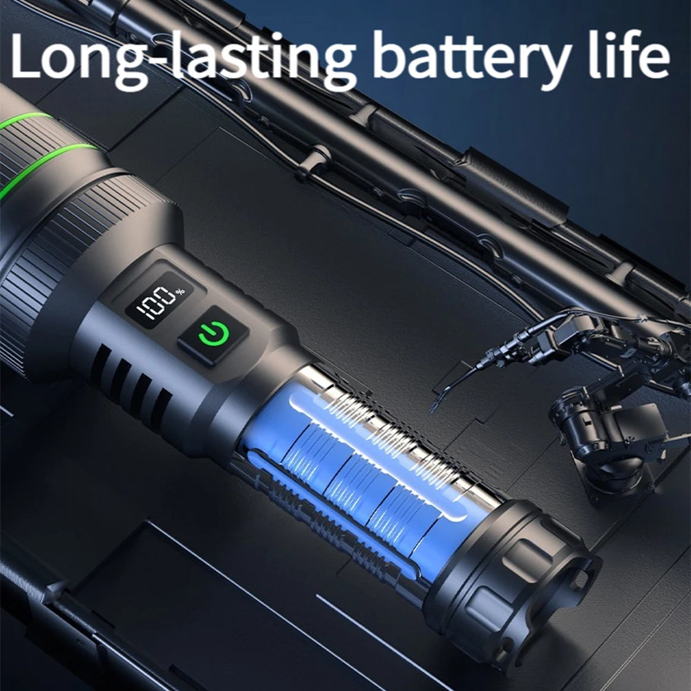 Super Long Range Tactical Torch High Power LED Flashlight USB Rechargeable Strong Light Waterproof