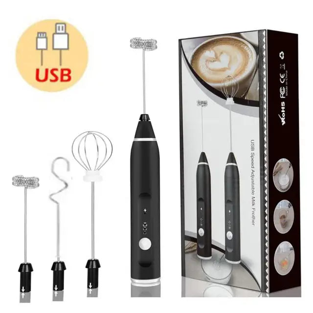 Wireless Milk Frothers Electric Handheld Blender with USB Electrical Mini Coffee Maker Whisk Mixer for Coffee 