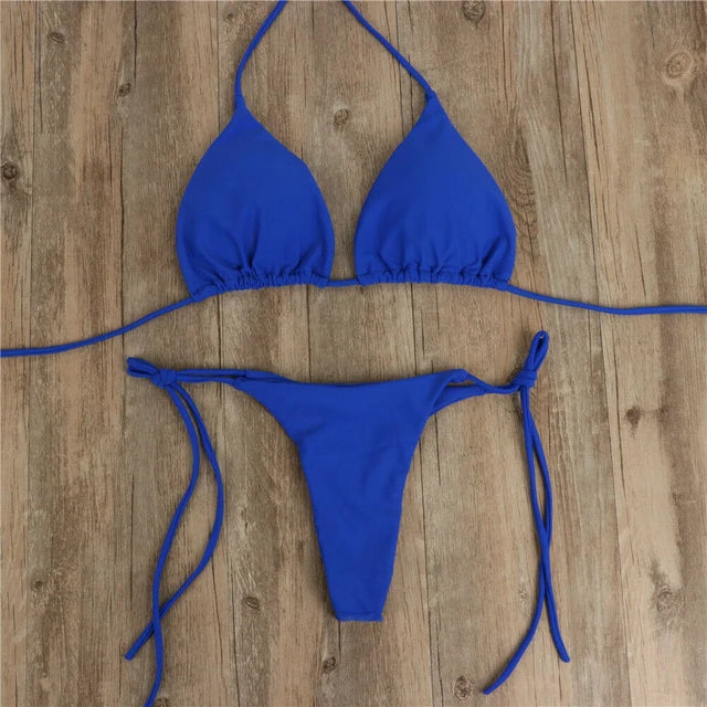 Women Bikini Set Sexy Side Tie Thong Swimsuit 