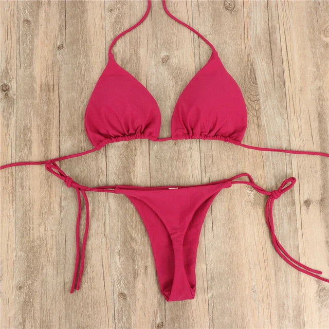 Women Bikini Set Sexy Side Tie Thong Swimsuit 