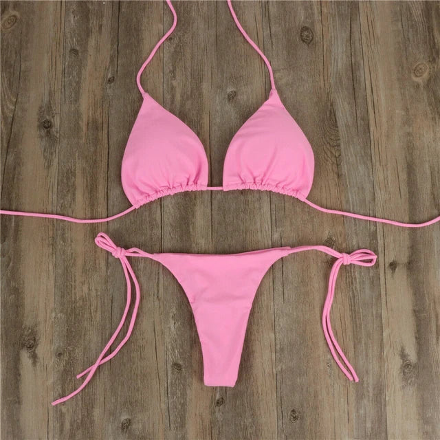 Women Bikini Set Sexy Side Tie Thong Swimsuit 