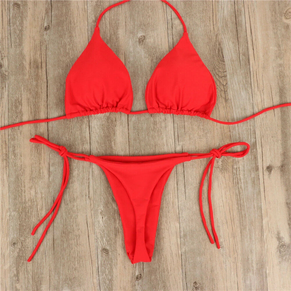 Women Bikini Set Sexy Side Tie Thong Swimsuit 