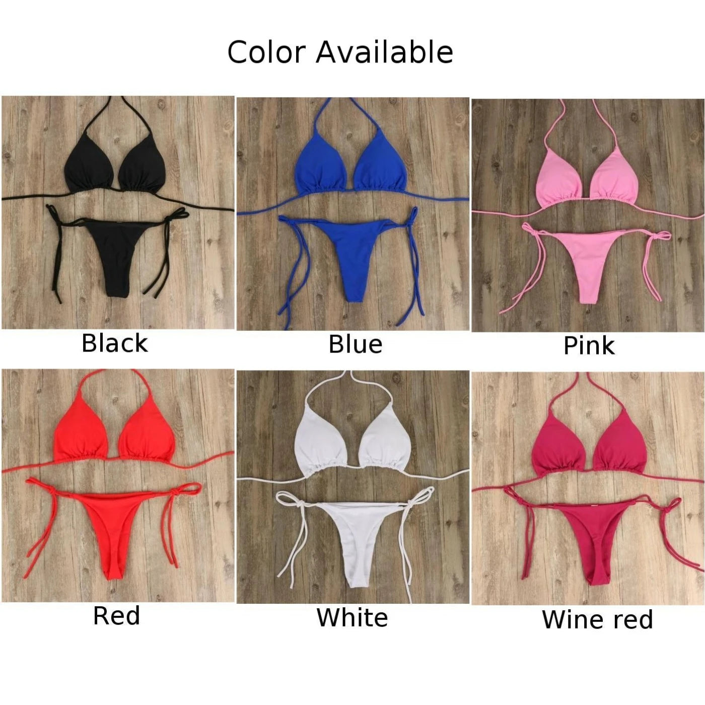 Women Bikini Set Sexy Side Tie Thong Swimsuit 