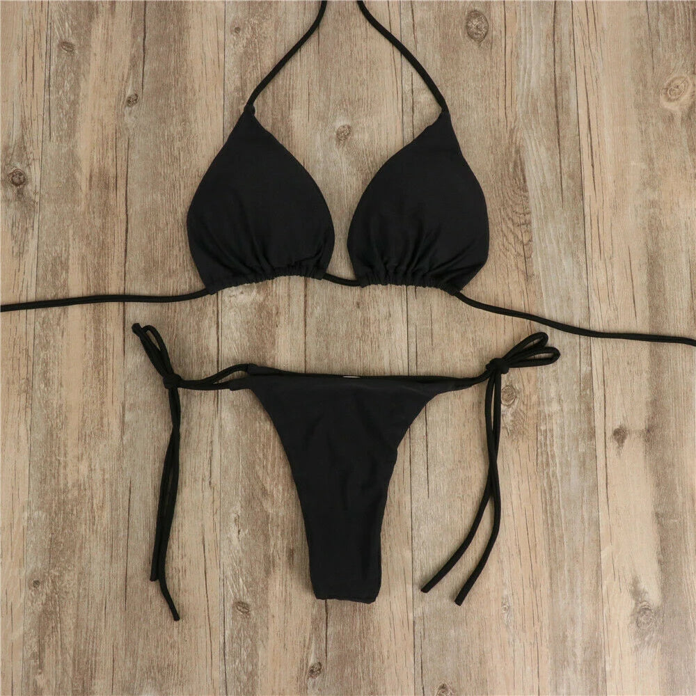 Women Bikini Set Sexy Side Tie Thong Swimsuit 