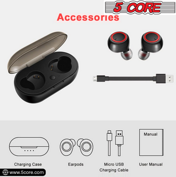 Wireless Earbuds Black/ Noise Canceling Headphone Wireless Bluetooth 5.0 Powerful Beats & Clean Audio True Wireless Earbud IPX 8