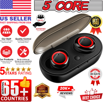 Wireless Earbuds Black/ Noise Canceling Headphone Wireless Bluetooth 5.0 Powerful Beats & Clean Audio True Wireless Earbud IPX 8