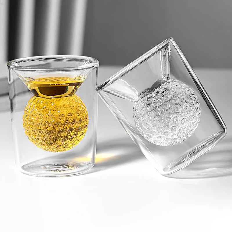 Golf Ball Shape Double Tumbler Shot Glasses Borosilicate Thickened Glass