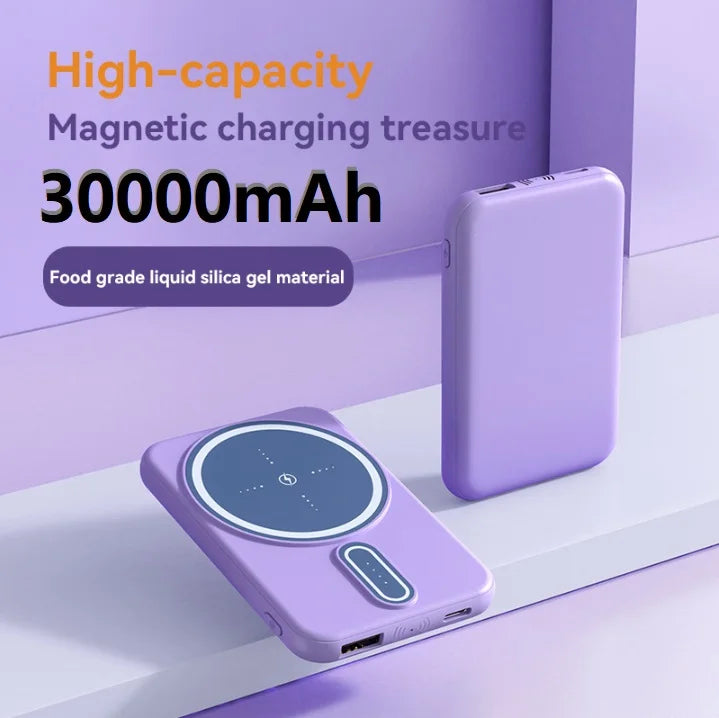 30000Mah High Capacity Mini Powerbank- Wireless charger for Iphone 15/14/13/12