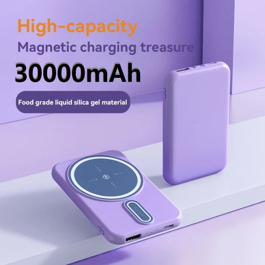 30000Mah High Capacity Mini Powerbank- Wireless charger for Iphone 15/14/13/12