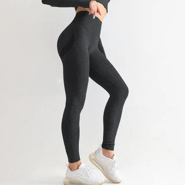  Women's High Waist Seamless Spandex Workout Leggings with Push-Up Effect