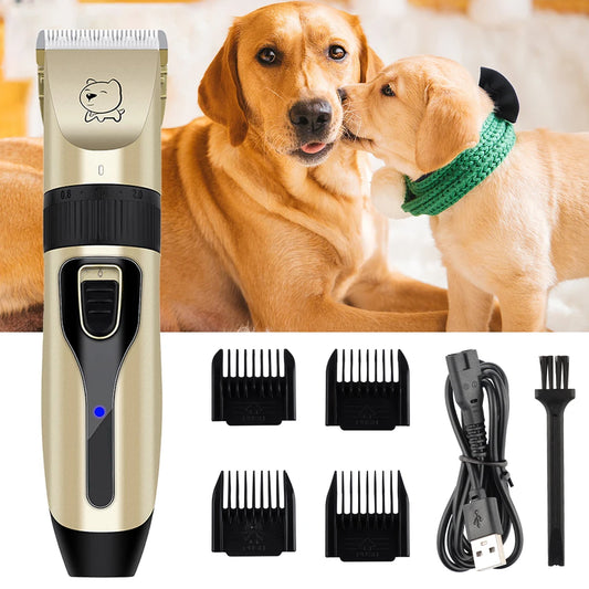 Professional Dog Hair Clipper Electrical Grooming Trimmer for Pets USB Rechargeable Shaver Low Decibel Haircut Machine