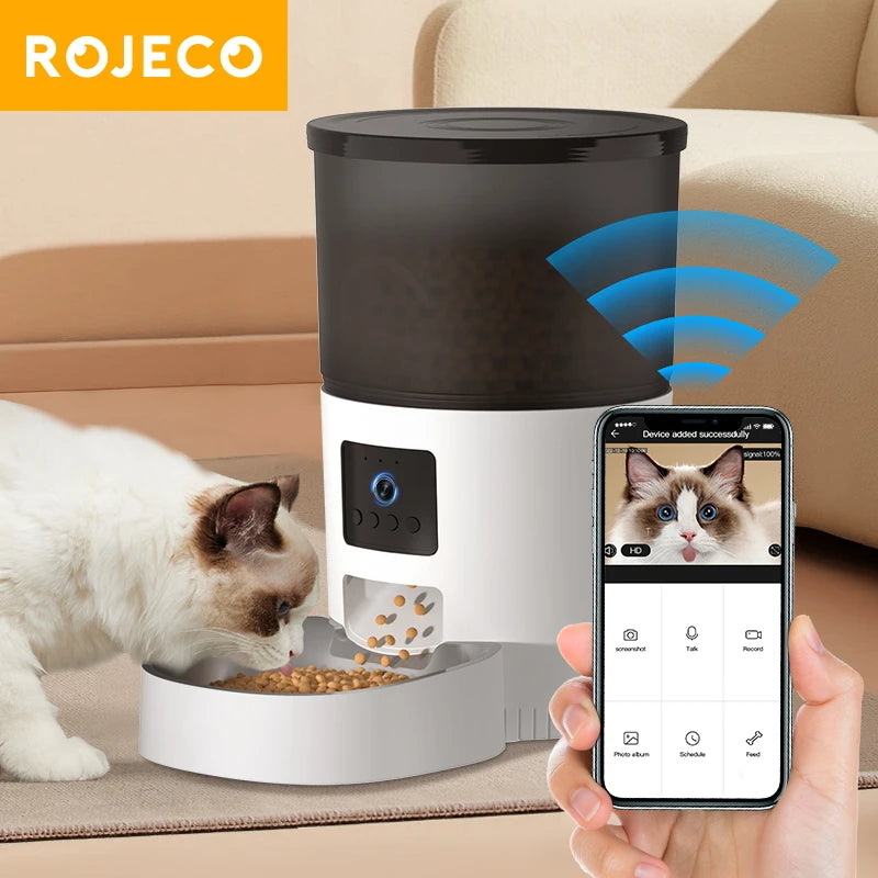 Professional Product Title: "Smart Pet Feeder with Camera and Voice Recorder - Automatic Food Dispenser with Remote Control for Cats and Dogs"