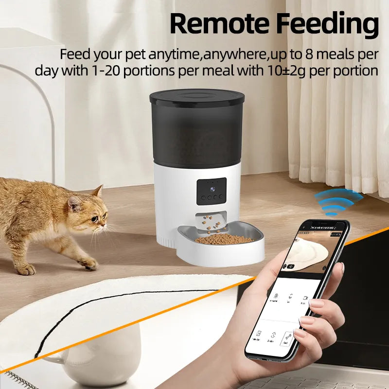 Professional Product Title: "Smart Pet Feeder with Camera and Voice Recorder - Automatic Food Dispenser with Remote Control for Cats and Dogs"