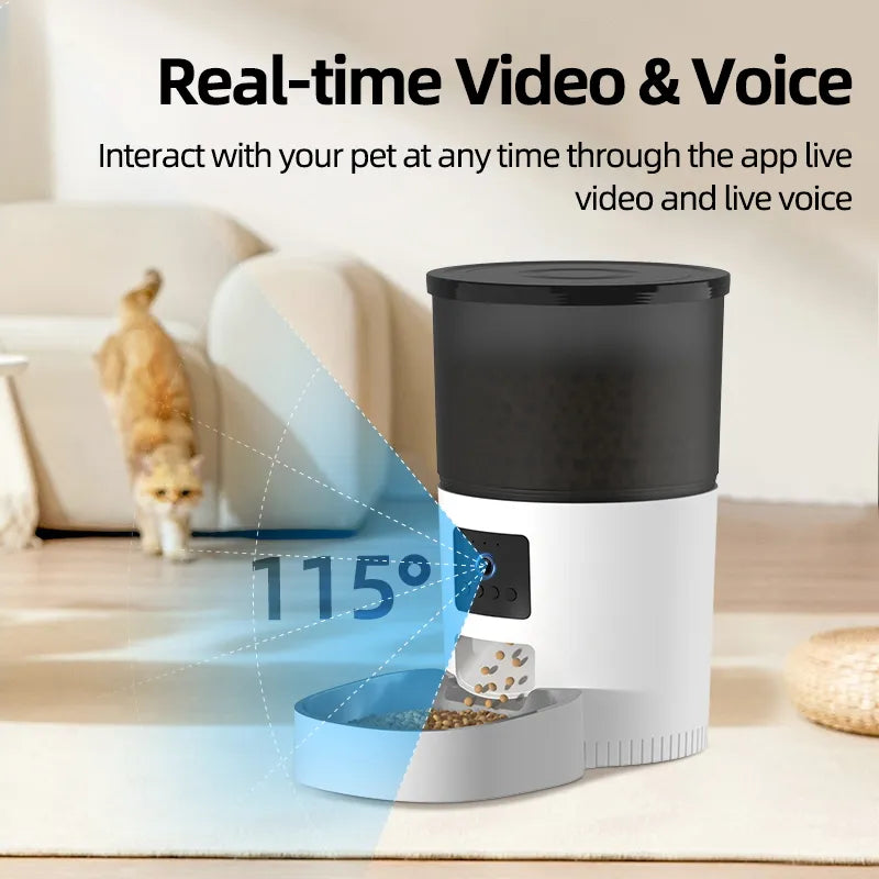 Professional Product Title: "Smart Pet Feeder with Camera and Voice Recorder - Automatic Food Dispenser with Remote Control for Cats and Dogs"