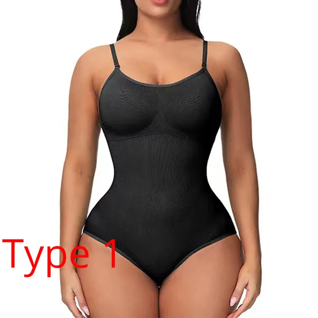 V Neck Spaghetti Strap Bodysuits Compression Body Suits Open Crotch Shapewear Slimming Body Shaper Smoothe Bodysuit