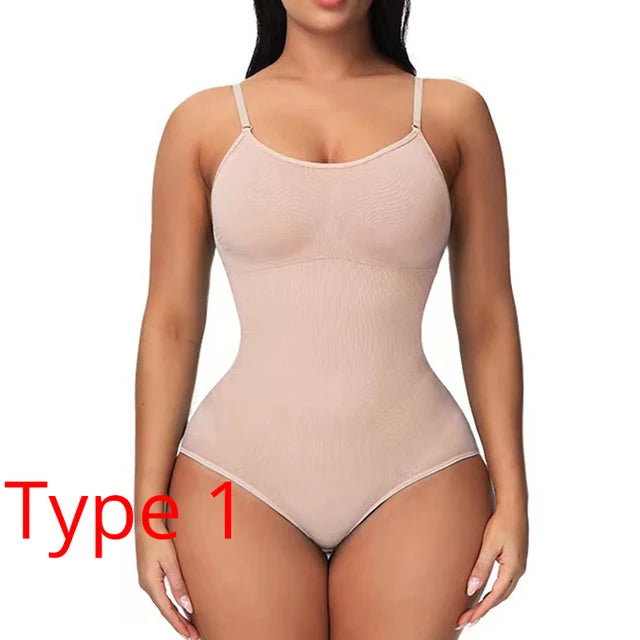 V Neck Spaghetti Strap Bodysuits Compression Body Suits Open Crotch Shapewear Slimming Body Shaper Smoothe Bodysuit