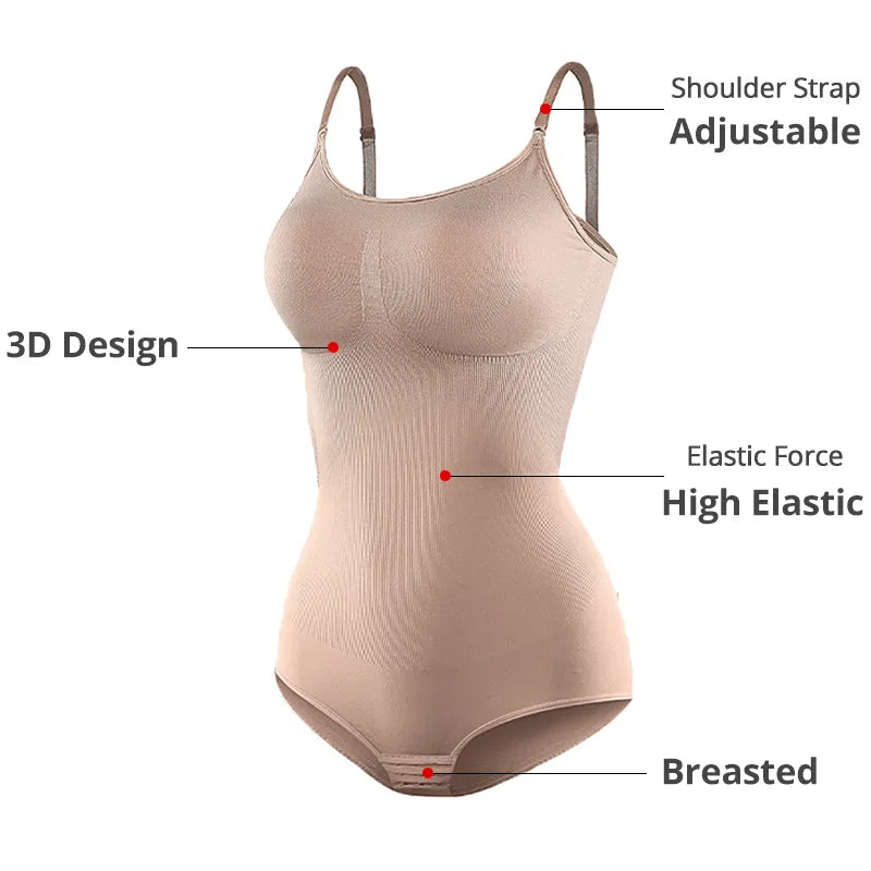 V Neck Spaghetti Strap Bodysuits Compression Body Suits Open Crotch Shapewear Slimming Body Shaper Smoothe Bodysuit