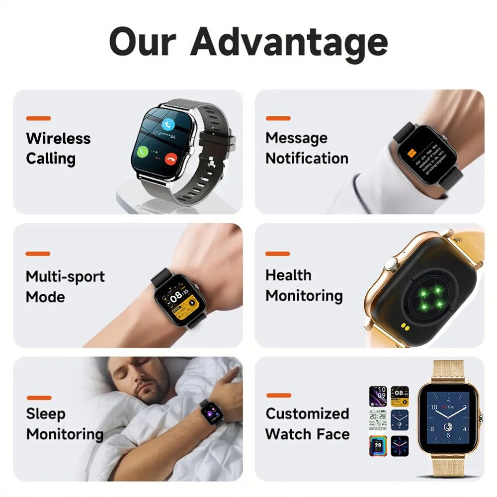  Smartwatch 1.44" Color Screen Full Touch Custom Dial Bluetooth Men/Women